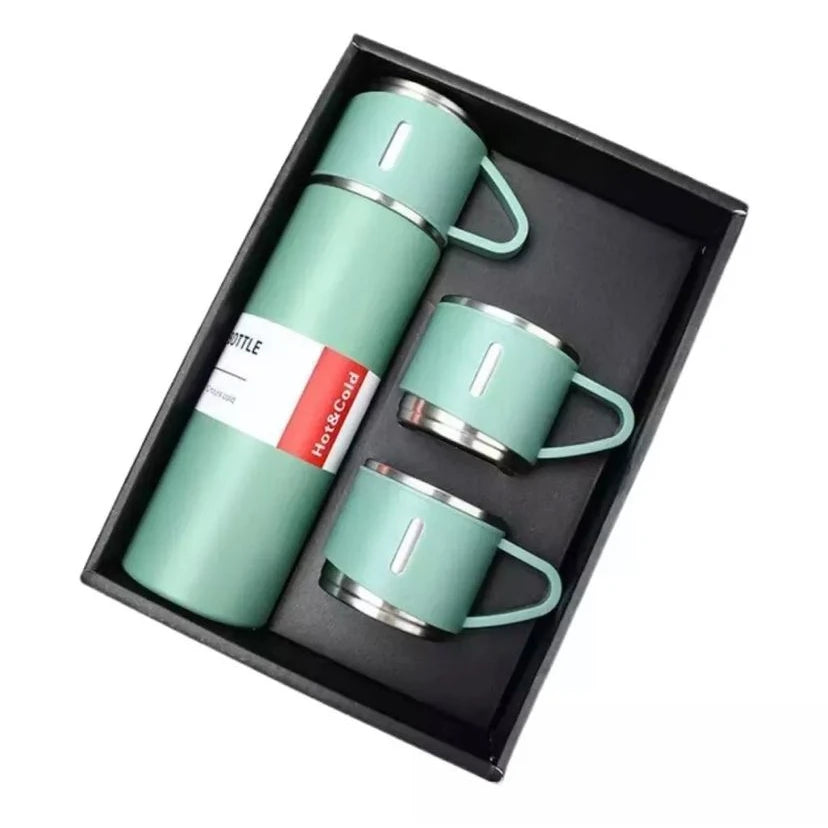 Kit Garrafa Térmica Inox 500ml com 3 Xícaras