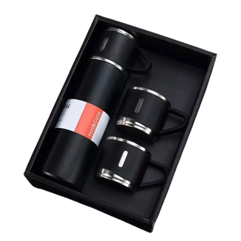Kit Garrafa Térmica Inox 500ml com 3 Xícaras