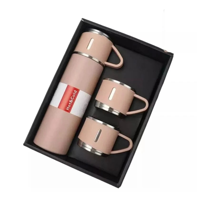 Kit Garrafa Térmica Inox 500ml com 3 Xícaras