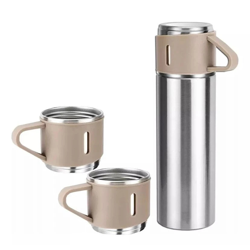 Kit Garrafa Térmica Inox 500ml com 3 Xícaras