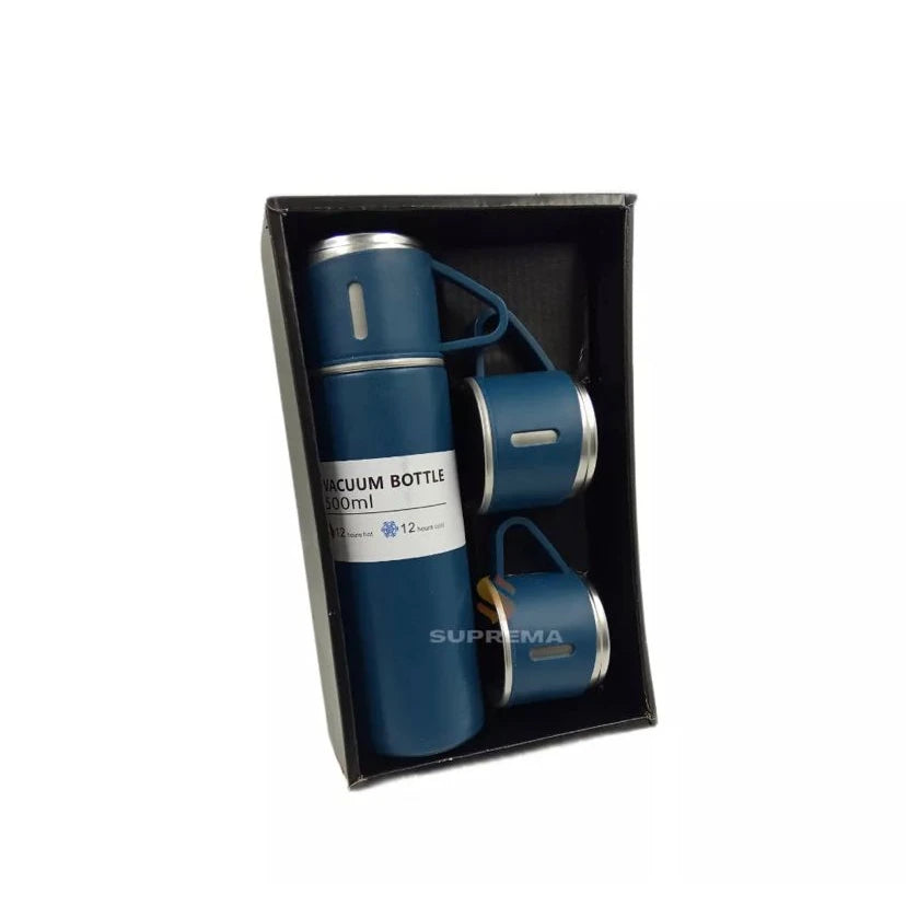 Kit Garrafa Térmica Inox 500ml com 3 Xícaras