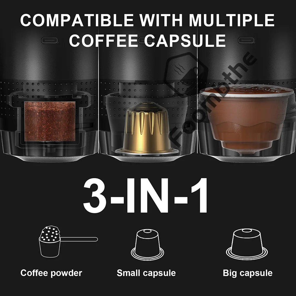 Máquina de Café Espresso Portátil Elétrica Sem Fio 3 em 1