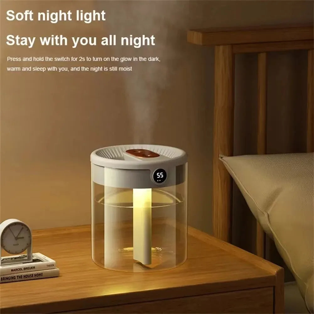 Umidificador Portátil 2L com Dupla Nebulização e Display Digital