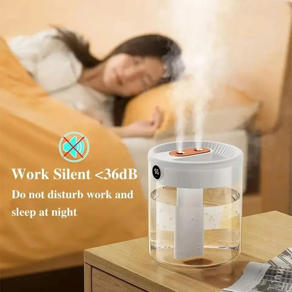 Umidificador Portátil 2L com Dupla Nebulização e Display Digital