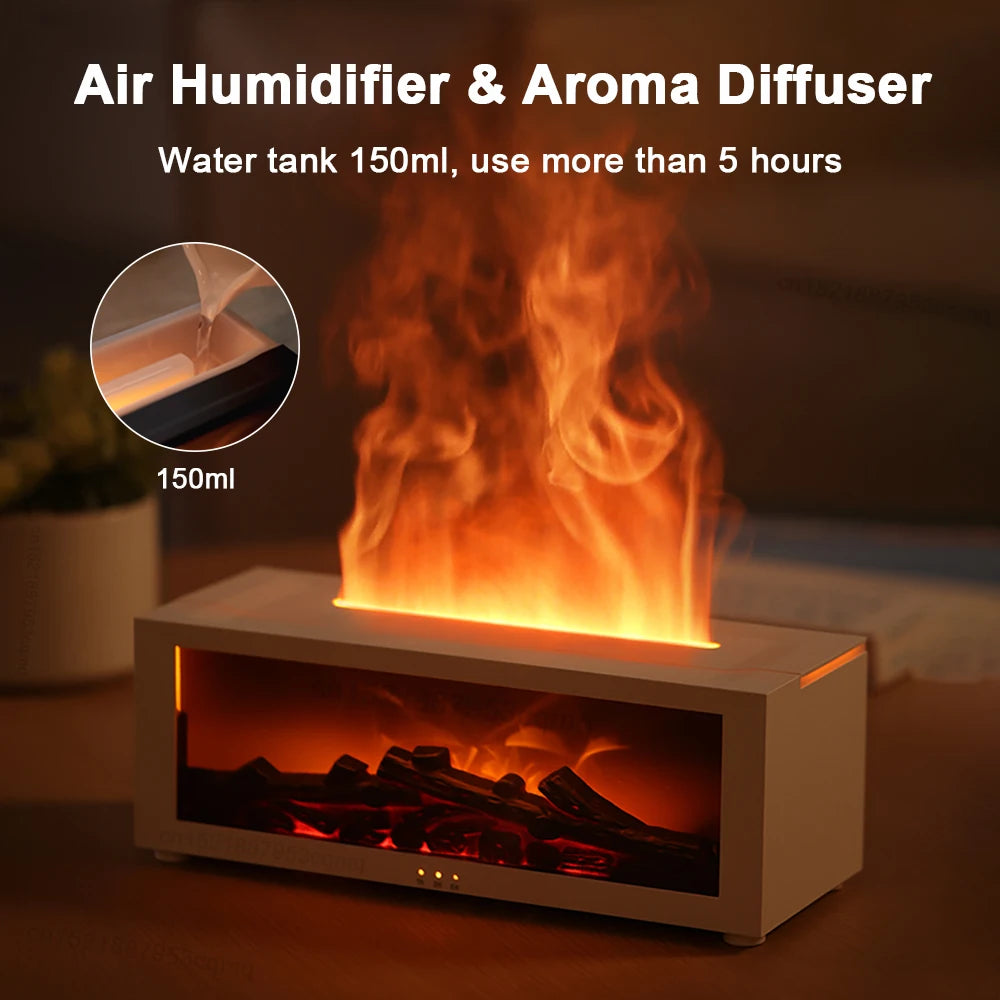 Umidificador e Difusor de Aromas com Efeito Chama e Controle Remoto