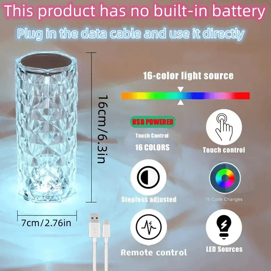 Luminária de Cristal LED 16 Cores Projetor
