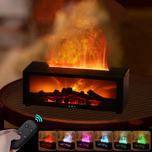 Umidificador e Difusor de Aromas com Efeito Chama e Controle Remoto