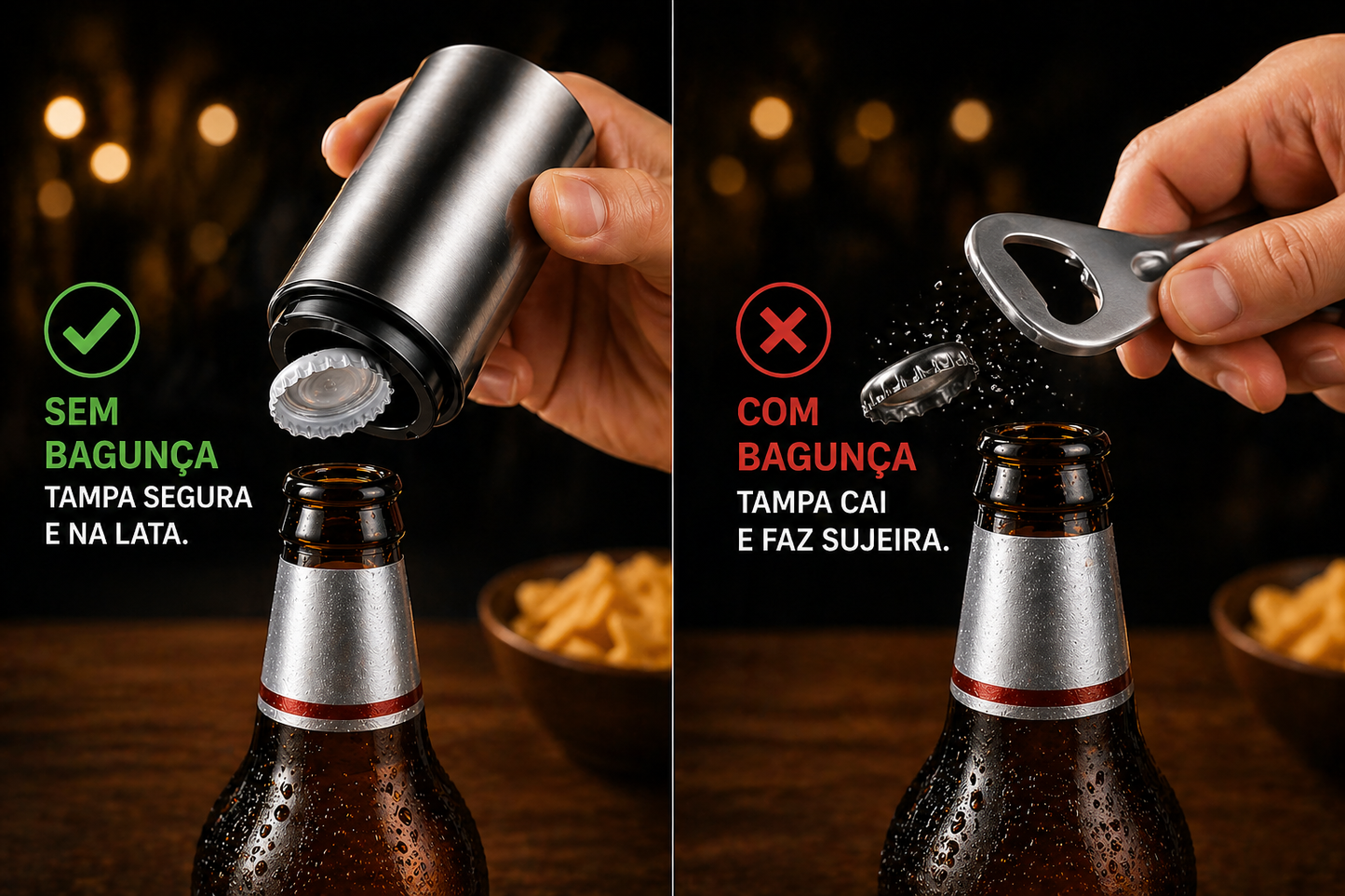 Abridor de Garrafa Magnético em Aço Inox
