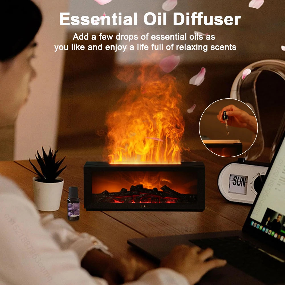 Umidificador e Difusor de Aromas com Efeito Chama e Controle Remoto